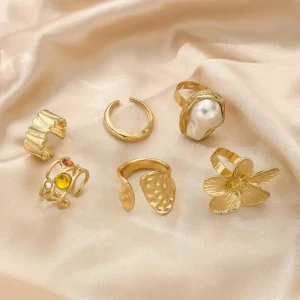 طقم خواتم نسائية غير منتظمة بتصميم هندسي، 6 قطع عريضة مفتوحة للمناسبات والهدايا 6 95105fe0 9b1e 4eed b5e9 9d5f819fcae7