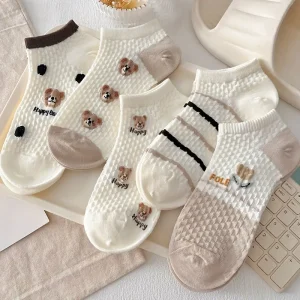 جوارب نسائية قصيرة بطبعة دب كرتوني، 5 أزواج مريحة بلون القهوة، مناسبة لجميع الفصول، خاصة الربيع والخريف 6 9633a94b a8dc 4586 ada8 28a23cb8f737