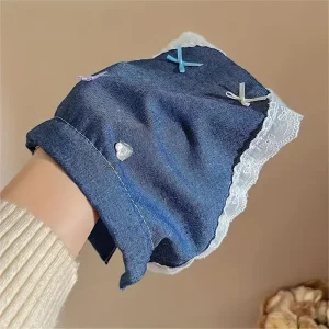 رباط رأس نسائي صيفي، دنيم أزرق ودانتيل بربطة أنيقة، يناسب الاستخدام اليومي أو المناسبات البسيطة 6 9722e7c2 85d2 4486 a1d9 d1664e7ed9ee