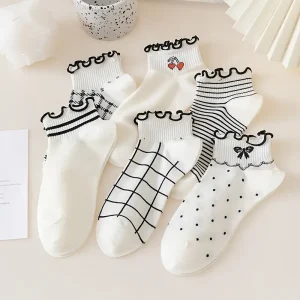 جوارب دانتيل نسائية قصيرة بتصميم كرز، 6 أزواج صيفية أنيقة، تصميم أنثوي أنيق يناسب إطلالات الجامعة والمناسبات الكاجوال 3 9bb6c832 57e0 4ad3 ba8a d2e0566f44bc