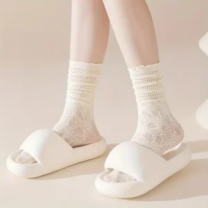 جوارب دانتيل نسائية كاحل بألوان باستيل، طقم 3 أزواج بنقشة زهرية أنيقة وخامة عالية الجودة 4 a08f22ce f31b 479e 9ae2 62e88d14a8dd