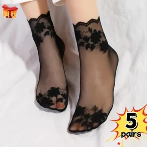 جوارب دانتيل صيفية نسائية خفيفة بتصميم زهري، طقم ٥ أزواج أنيقة ومريحة للاستخدام اليومي 5 a6af5ead d659 4293 a0bf c896cdf90893