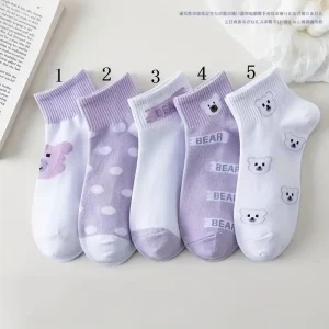 جوارب نسائية قصيرة برسمة دب ونقشة بولكا، 5 أزواج موضة الربيع والخريف، مثالية للإطلالات الكاجوال والستايل اليومي 2 a6b8b338 9bc8 4ca4 9359 4563cc337eec