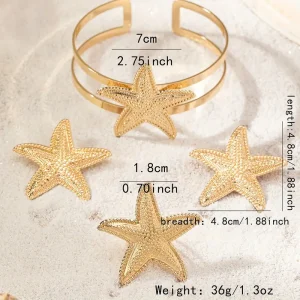 طقم مجوهرات للنساء بنجمة البحر، أقراط وسوار ناعم مناسب للإطلالات الكاجوال والرسمية البسيطة 1 a91c2440 44dd 45f9 a18b 2a678a391bbe