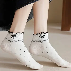 جوارب دانتيل نسائية قصيرة بتصميم كرز، 6 أزواج صيفية أنيقة، تصميم أنثوي أنيق يناسب إطلالات الجامعة والمناسبات الكاجوال 5 a99da165 44ec 4a6a ad48 552c6442b904