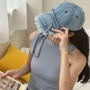 قبعة بيسبول نسائية، مغسولة وتصميم عتيق، DIY مع قوس، قبعة أبي مع شرابات، ضوء القمر الأبيض اللطيف. 3 ac5aad9cae364a678fdd8aca3f86acda goods