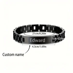 سوار شخصي بنقش اسم وتاريخ، هدية فريدة من الفولاذ المقاوم للصدأ للمناسبات 2025، تصميم أنيق يناسب الإطلالات اليومية والرسمية 1 ad7f25a2 0bf0 42a9 9185 c35c152f5d18