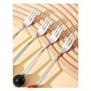 طقم شوك فواكه إبداعية من الستانلس ستيل مع حامل أنيق، 7 قطع، مثالي لتقديم الفواكه، الكيك، المعجنات الصغيرة 4 b219bb31 df56 4648 9f02 18b5c6d0a623