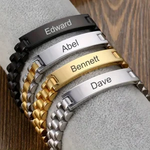 سوار شخصي بنقش اسم وتاريخ، هدية فريدة من الفولاذ المقاوم للصدأ للمناسبات 2025، تصميم أنيق يناسب الإطلالات اليومية والرسمية 5 b422e3d6 ab12 4947 9442 d2d1ec9e3af7