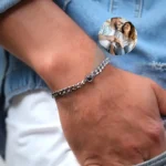 إسورة رجالي مخصص بصورة شخصية، سلسلة كوبية فولاذية هدية أنيقة للذكرى والمناسبات، سلسلة كوبية سميكة وعصرية - الصورة 6