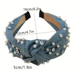 عصابة رأس نسائية، عصابة رأس، عصابة رأس دنيم، تزيين راينستون، عصابة لؤلؤ، إكسسوارات شعر أنيقة، عصابة مناسبات، شريط رأس، عصابة شعر عريضة، قبعة يومية، عصابة للرأس