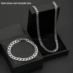 طقم مجوهرات رجالي من الفولاذ المقاوم للصدأ، قلادة وسوار