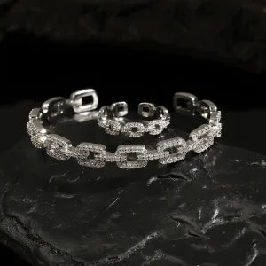 طقم خاتم وإسورة أنيقة مطلية بالذهب عيار 18 قيراط، زركونيا لامعة وتصميم قابل للتعديل 8 cd1a0b14 7971 4155 ace2 fb3f1e87581f