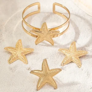 طقم مجوهرات للنساء بنجمة البحر، أقراط وسوار ناعم مناسب للإطلالات الكاجوال والرسمية البسيطة 4 d2ff756b 2e59 4810 b6b7 de7b16829310