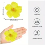 ⁦4 قطع مشابك شعر زهرة بلوميريا هاواي - إكسسوارات شعر استوائية نابضة بالحياة للنساء، مثالية لقضاء عطلات الشاطئ وحفلات الصيف، تصميم زهرة البيض الأنيق، بلاستيك ملون، إكسسوارات الشاطئ⁩ - الصورة ⁦5⁩