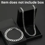 طقم مجوهرات رجالي من الفولاذ المقاوم للصدأ، قلادة وسوار أنيقان للاستخدام اليومي والهدايا - الصورة 5