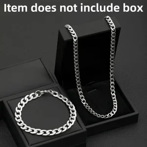 طقم مجوهرات رجالي من الفولاذ المقاوم للصدأ، قلادة وسوار أنيقان للاستخدام اليومي والهدايا 5 d905f493 95a5 4558 bcdb cc5ef95d6f1c