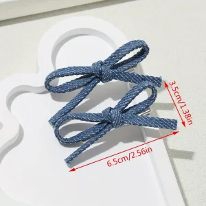 مشابك شعر فيونكة دينيم زرقاء، طقم 4 قطع عصرية للفتيات والنساء، تصميم عصري بلمسة عتيقة من قماش الدينيم 1 dab5872248354f9aa4a0ea5c0894d333 goods