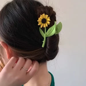 مشابك شعر نسائية بتصميم زهور دوار الشمس والنرجس، طقم أنيق من قطعتين للاستخدام اليومي 4 de1d7594 10f2 47e5 929e 2ee1fb915a58