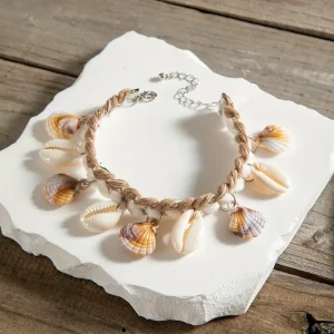 سوار كاحل نسائي بوهيمي صيفي بخرز طبيعي وزخارف صدفية، إكسسوارات شاطئية للنساء 5 e1a1bcbf c331 49df 90ed b960e394c7f1