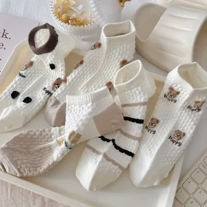 جوارب نسائية قصيرة بطبعة دب كرتوني، 5 أزواج مريحة بلون القهوة، مناسبة لجميع الفصول، خاصة الربيع والخريف 8 e30fe77d 8bf1 4dfe 87b9 6b7d2085b19b