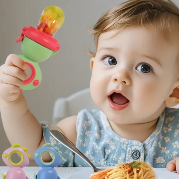 مُغذي عصير للأطفال بثيم الديناصورات، سيليكون آمن بتصميم دوّار للرضع والصغار