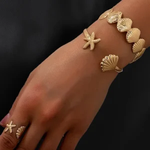 طقم أساور للنساء نجمة البحر والقواقع، إكسسوارات قابلة للتعديل لهدايا الشاطئ الصيفية 2 e7a7b23e cacd 4e44 be3a b37276aa7ee6