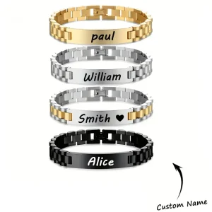 سوار شخصي بنقش اسم وتاريخ، هدية فريدة من الفولاذ المقاوم للصدأ للمناسبات 2025، تصميم أنيق يناسب الإطلالات اليومية والرسمية 4 f8c8a2ae 0f00 457f bc5e a4f65518c483