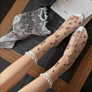 جوارب دانتيل نسائية صيفية خفيفة بنقش زهور، ٥ أزواج أنيقة ومسامية للاستخدام اليومي والرسمي 4 ffb8a63f ed76 4e83 8758 f4133ca07a40