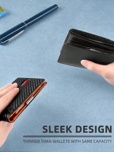 محفظة كربون فايبر للرجال بطبعة الدولار ومشبك نقود، محفظة أنيقة لحفظ البطاقات والنقود 3 1680084393a742f7a5cb707611a308e244ec2a519f