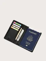 محفظة جواز سفر جلد صناعي للجنسين، طويلة متعددة الجيوب، منظم بطاقات السفر للرجال والنساء