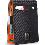 محفظة كربون فايبر للرجال بطبعة الدولار ومشبك نقود