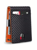 محفظة كربون فايبر للرجال بطبعة الدولار ومشبك نقود