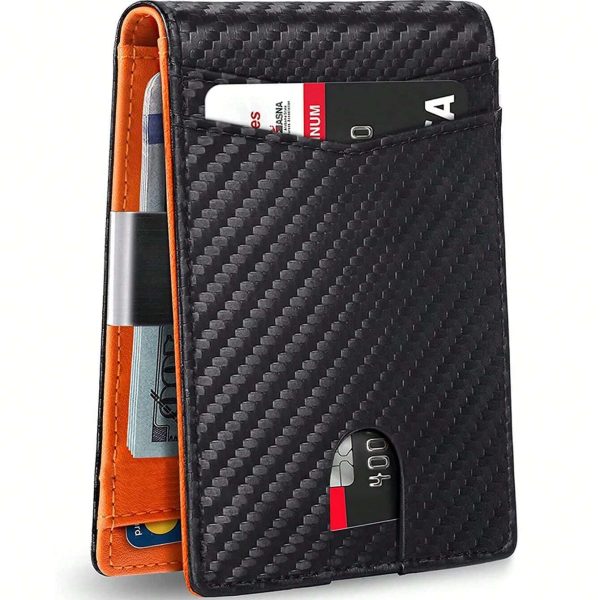 محفظة كربون فايبر للرجال بطبعة الدولار ومشبك نقود