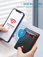 محفظة كربون فايبر للرجال بطبعة الدولار ومشبك نقود، محفظة أنيقة لحفظ البطاقات والنقود - الصورة 7