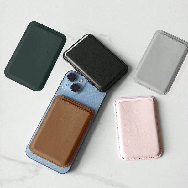 حافظة بطاقات مغناطيسية من الجلد الصناعي متوافقة مع iPhone ومزودة بجيب بطاقات نحيف