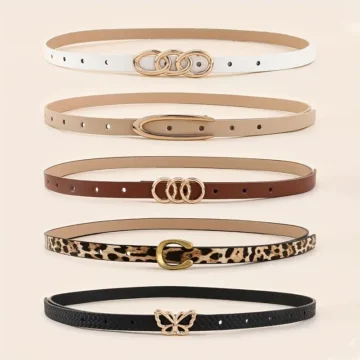 حزام خصر نسائي بطبعة الفهد، طقم 5 قطع متعدد الاستخدام