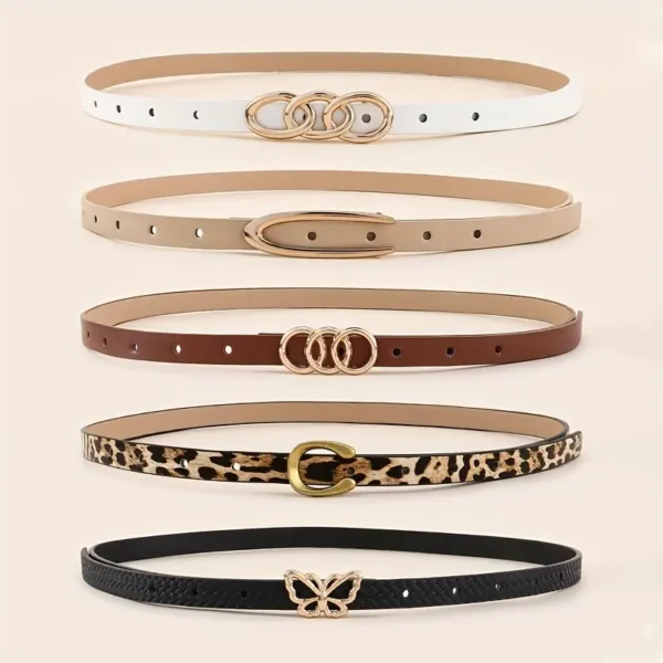 حزام خصر نسائي بطبعة الفهد، طقم 5 قطع متعدد الاستخدام