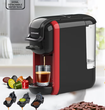 ماكينة تحضير قهوة إسبريسو 3 في 1 متعددة الكبسولات 600 ml 1450 W SCM-4969 أسود/أحمر