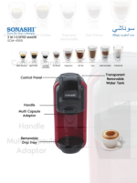 ماكينة تحضير قهوة إسبريسو 3 في 1 متعددة الكبسولات 600 ml 1450 W SCM-4969 أسود/أحمر - الصورة 6