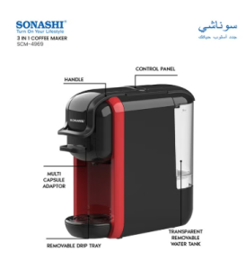 ماكينة تحضير قهوة إسبريسو 3 في 1 متعددة الكبسولات 600 ml 1450 W SCM-4969 أسود/أحمر 8 2025 08 02 12 33 44 Window