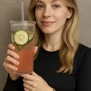 كوب زجاجي مخطط بغطاء وقشة، سعة 600 مل للمشروبات الساخنة والباردة، مثالي للاستخدام المنزلي، في المكتب، أو أثناء السفر 4 31d14ef9 77d7 4744 98f9 f4207e540ae4