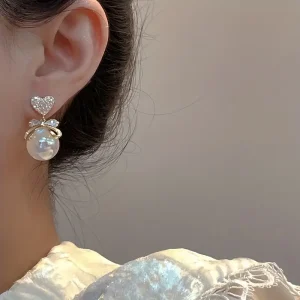 أقراط نسائية متدلية بتصميم قلب وخرزة من سبائك الزنك، إكسسوارات أنيقة للمناسبات والهدايا 3 605450abbe4114bd2726eb579ed2191b