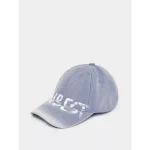 كاب بيسبول رجالي قطني دنيم أزرق باهت بطبعة كتابة عصرية، قابل للتعديل وحماية من الشمس