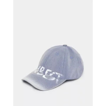 كاب بيسبول رجالي قطني دنيم أزرق باهت بطبعة كتابة عصرية، قابل للتعديل وحماية من الشمس