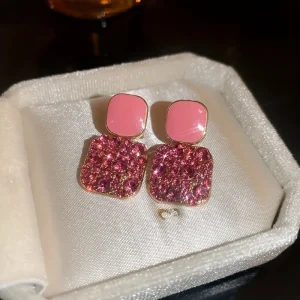 أقراط لامعة نسائية للحفلات بنمط كوري ياباني مع قلادات مربعة فاخرة، مثالية كهدية فاخرة للمناسبات الخاصة والأعياد 4 8ab48abd75098f4446c33b321d04f8f6