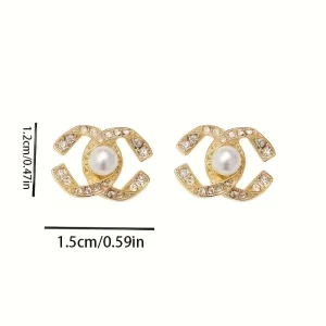 أقراط لؤلؤ نسائية مزدوجة فاخرة مرصعة بالراينستون بتصميم كلاسيكي أنيق، مناسب لجميع المناسبات من الإطلالات الكاجوال إلى الحفلات الرسمية 1 93ab003c 213c 4a81 98ea 01207372532d