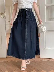 جيبة نسائية كاجوال من الجينز الداكن من DAZY، تصميم دنيم داكن أنيق يناسب مختلف التنسيقات، لربيع وصيف أنيق 2 1745198833f9b4b4b4aac3a98bef8e856a96651689