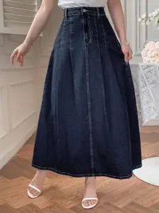 جيبة نسائية كاجوال من الجينز الداكن من DAZY، تصميم دنيم داكن أنيق يناسب مختلف التنسيقات، لربيع وصيف أنيق 4 1745198836ee7a8b636a6959e4667507701a6556ca