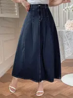 جيبة نسائية كاجوال من الجينز الداكن من DAZY، تصميم دنيم داكن أنيق يناسب مختلف التنسيقات، لربيع وصيف أنيق - الصورة 5
